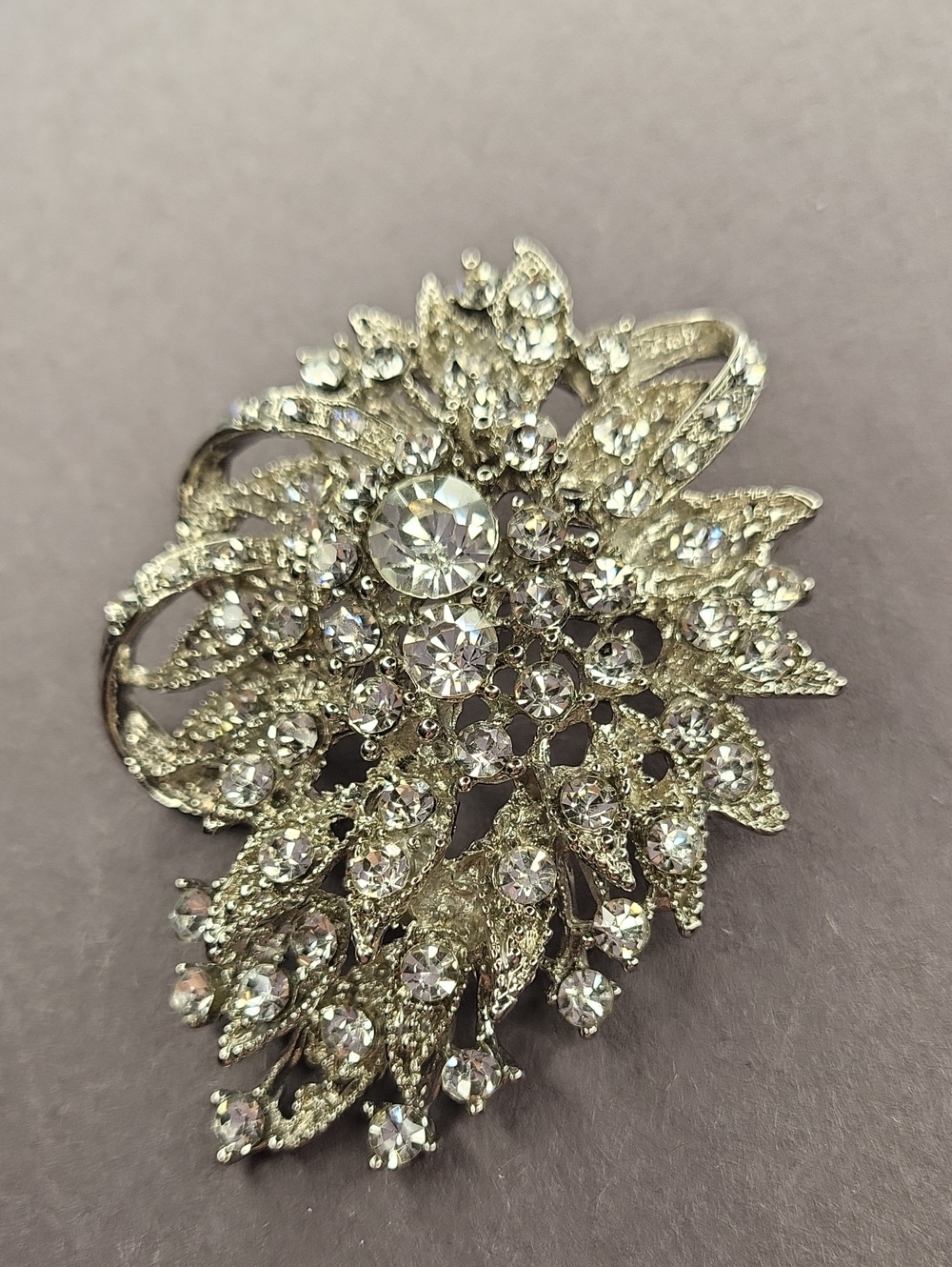 Silver Crystal Brooch